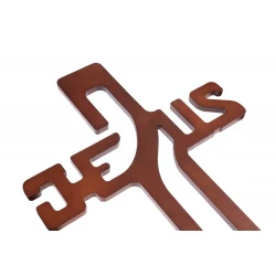 Krzyż drewniany frezowany Jezus 80 cm